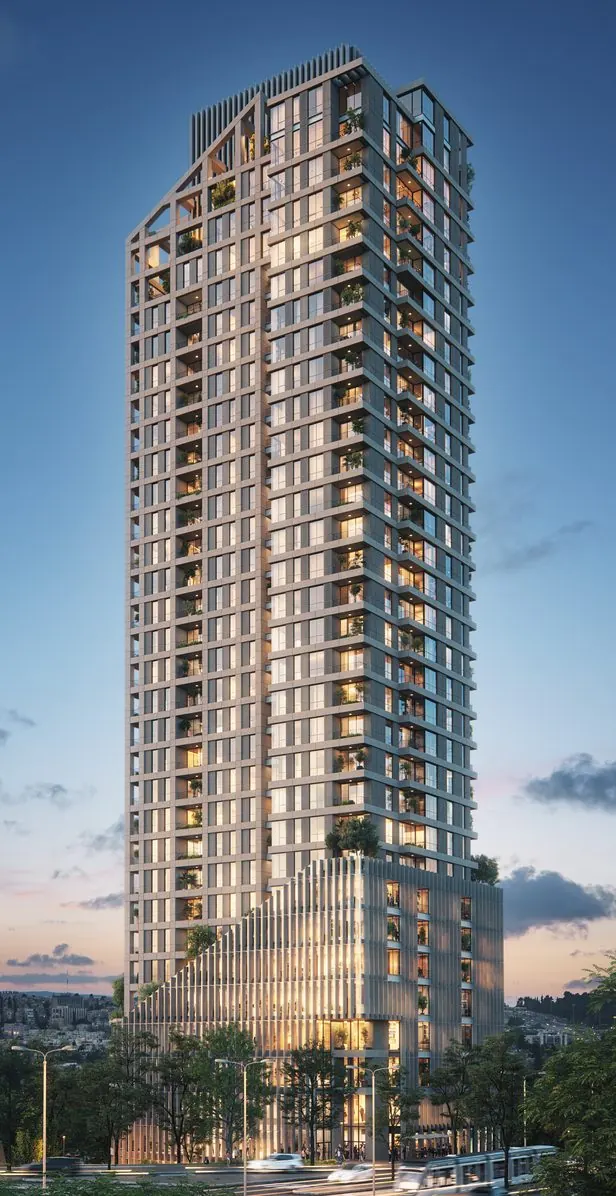Beit Hakerem JLM residential tower at dusk